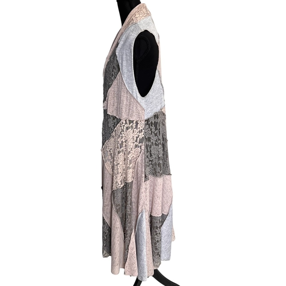 Dor Dor Couture Boho Patchwork Lace Duster Vest Open Front Long Layering‎ Large - Picture 10 of 12